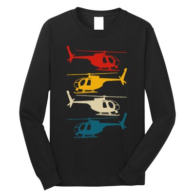 Vintage Helicopter Pilot Aviation Retro  Long Sleeve Shirt