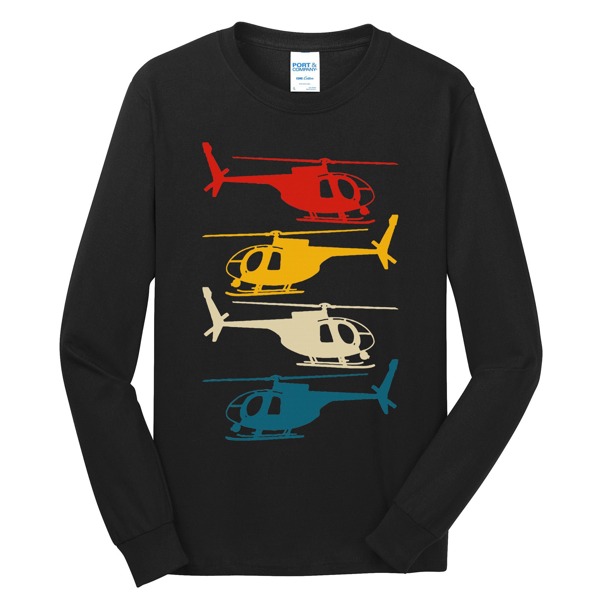 Vintage Helicopter Pilot Aviation Retro  Tall Long Sleeve T-Shirt
