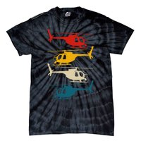 Vintage Helicopter Pilot Aviation Retro  Tie-Dye T-Shirt