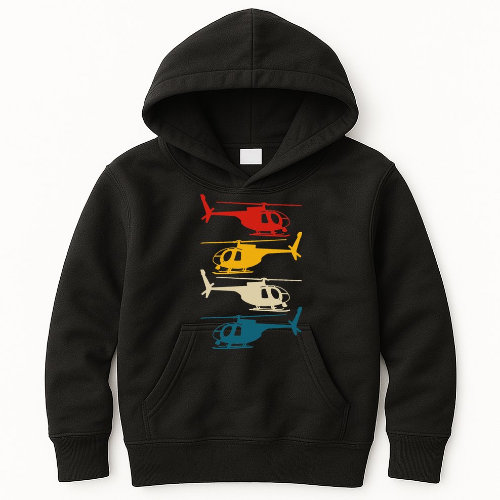 Vintage Helicopter Pilot Aviation Retro  Kids Hoodie