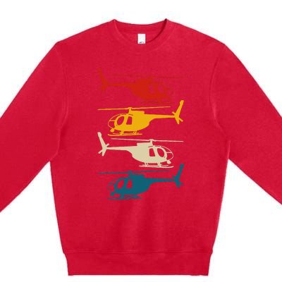 Vintage Helicopter Pilot Aviation Retro  Premium Crewneck Sweatshirt