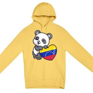 Venezuela Heart Panda Pride Venezuelan Flag Roots Souvenir Funny Gift Premium Pullover Hoodie