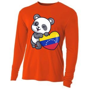 Venezuela Heart Panda Pride Venezuelan Flag Roots Souvenir Funny Gift Cooling Performance Long Sleeve Crew