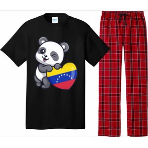 Venezuela Heart Panda Pride Venezuelan Flag Roots Souvenir Funny Gift Pajama Set