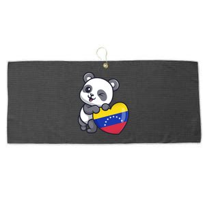 Venezuela Heart Panda Pride Venezuelan Flag Roots Souvenir Funny Gift Large Microfiber Waffle Golf Towel