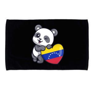 Venezuela Heart Panda Pride Venezuelan Flag Roots Souvenir Funny Gift Microfiber Hand Towel