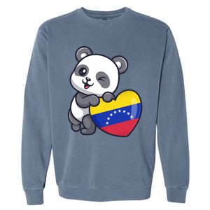 Venezuela Heart Panda Pride Venezuelan Flag Roots Souvenir Funny Gift Garment-Dyed Sweatshirt