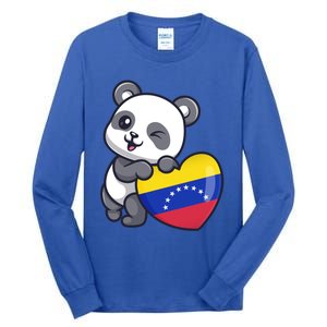 Venezuela Heart Panda Pride Venezuelan Flag Roots Souvenir Funny Gift Tall Long Sleeve T-Shirt