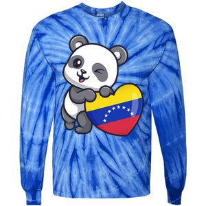 Venezuela Heart Panda Pride Venezuelan Flag Roots Souvenir Funny Gift Tie-Dye Long Sleeve Shirt