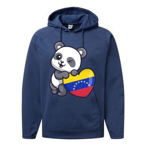 Venezuela Heart Panda Pride Venezuelan Flag Roots Souvenir Funny Gift Performance Fleece Hoodie