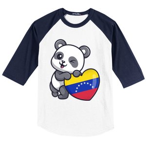 Venezuela Heart Panda Pride Venezuelan Flag Roots Souvenir Funny Gift Baseball Sleeve Shirt