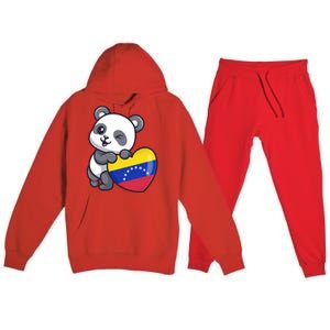 Venezuela Heart Panda Pride Venezuelan Flag Roots Souvenir Funny Gift Premium Hooded Sweatsuit Set