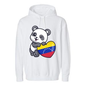 Venezuela Heart Panda Pride Venezuelan Flag Roots Souvenir Funny Gift Garment-Dyed Fleece Hoodie