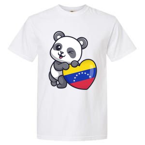 Venezuela Heart Panda Pride Venezuelan Flag Roots Souvenir Funny Gift Garment-Dyed Heavyweight T-Shirt