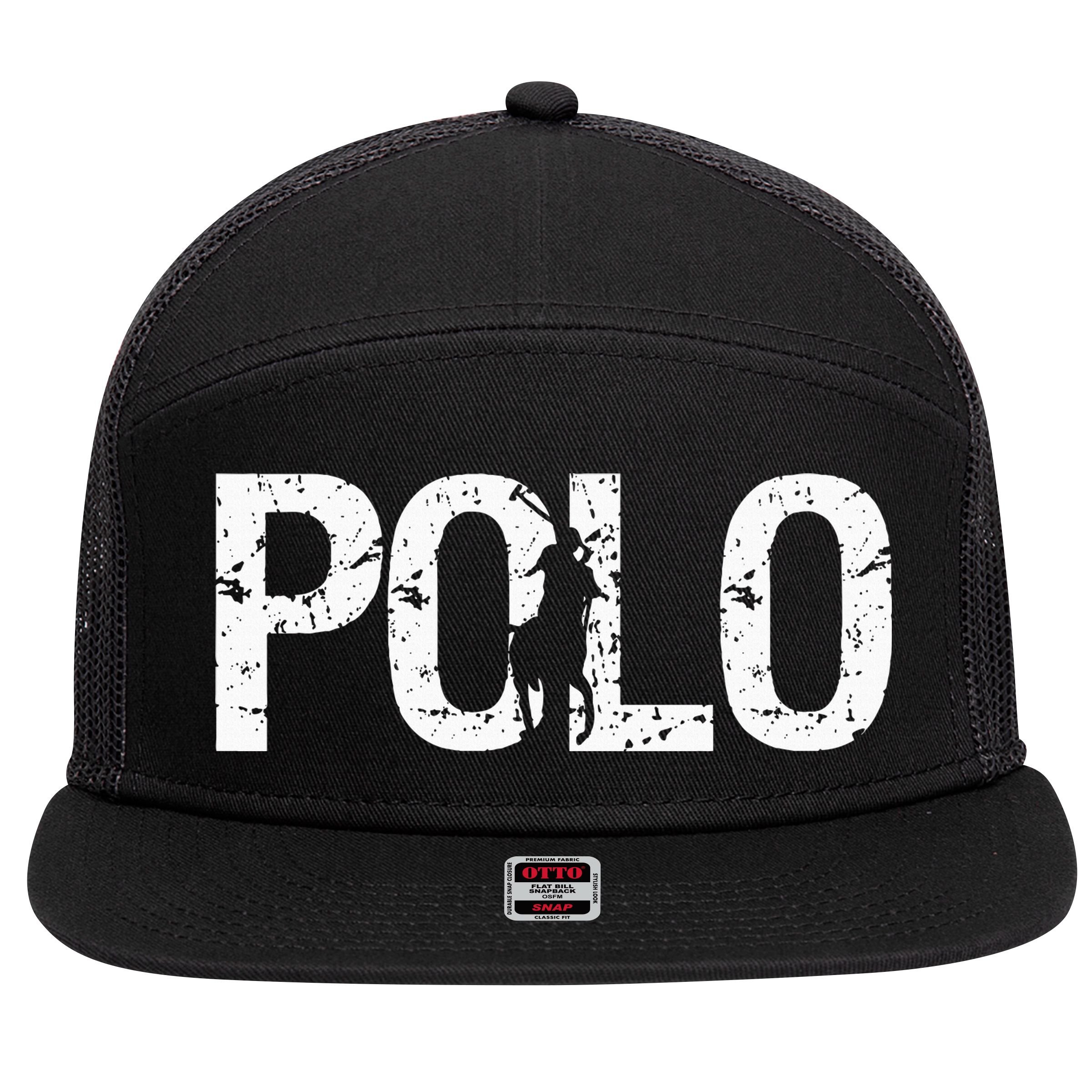 Vintage Horse Polo Gifts For Polo Players Horseback Riding 7 Panel Mesh Trucker Snapback Hat