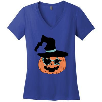 Vintage Halloween Pumpkin Women Men Kids Funny Retro Gift Gift Women's V-Neck T-Shirt