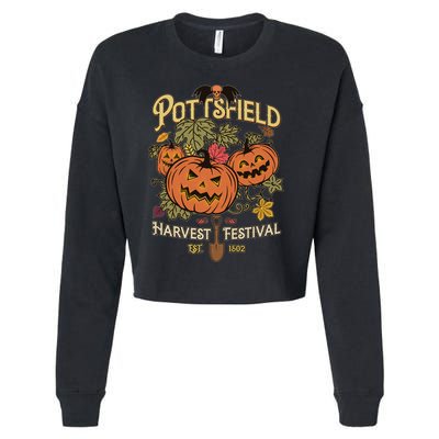 Vintage Halloween Pottsfield Harvest Festival EST 1502 Cropped Pullover Crew