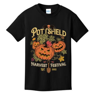 Vintage Halloween Pottsfield Harvest Festival EST 1502 Kids T-Shirt
