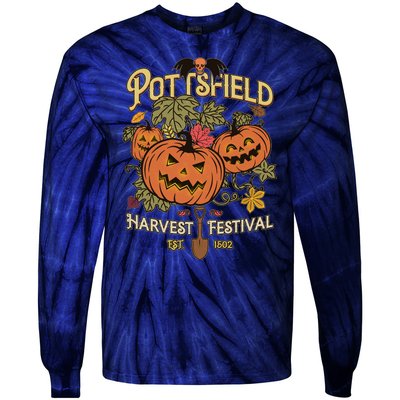 Vintage Halloween Pottsfield Harvest Festival EST 1502 Tie-Dye Long Sleeve Shirt