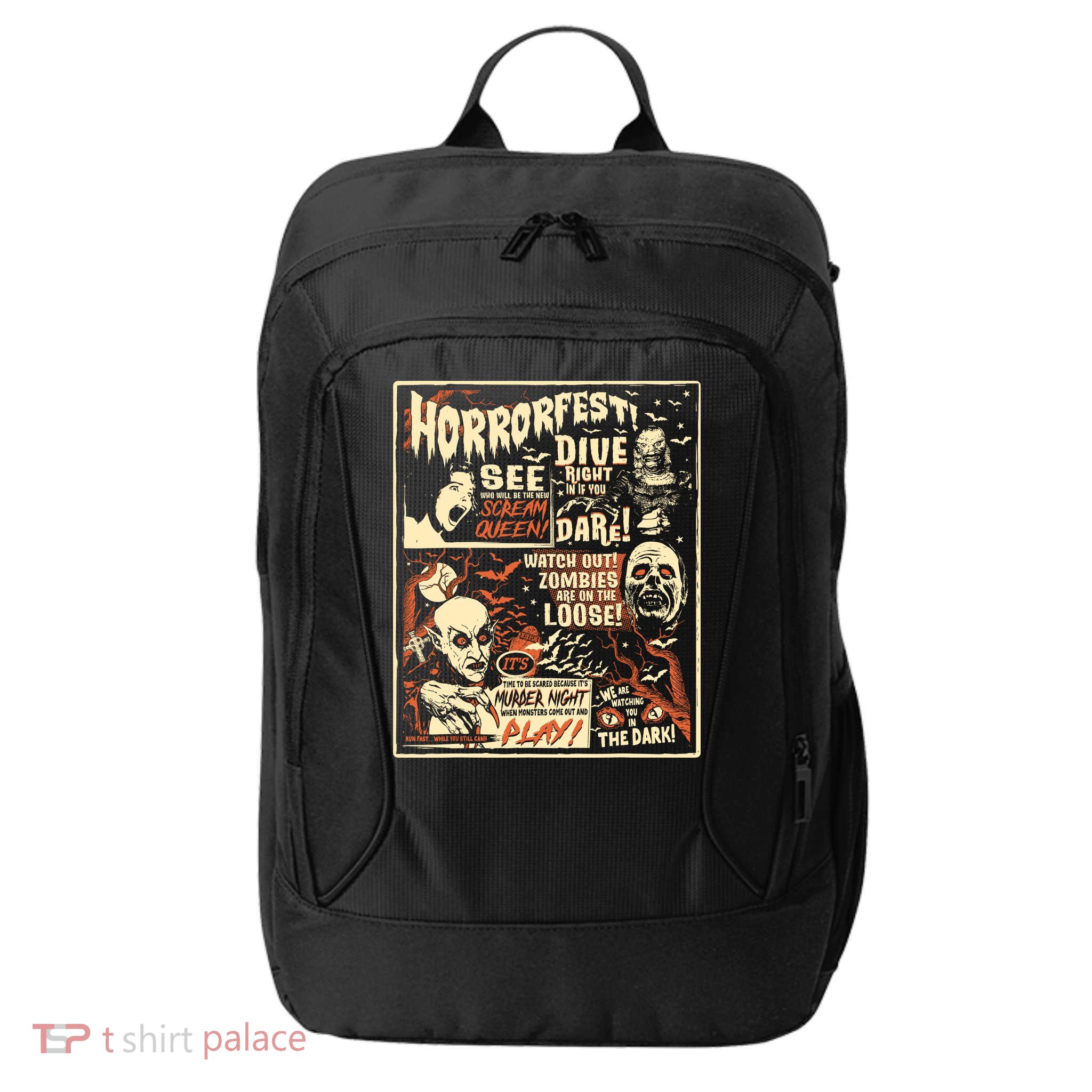 Vintage Horrorfest Poster Halloween Movie Old Time Horror City Backpack