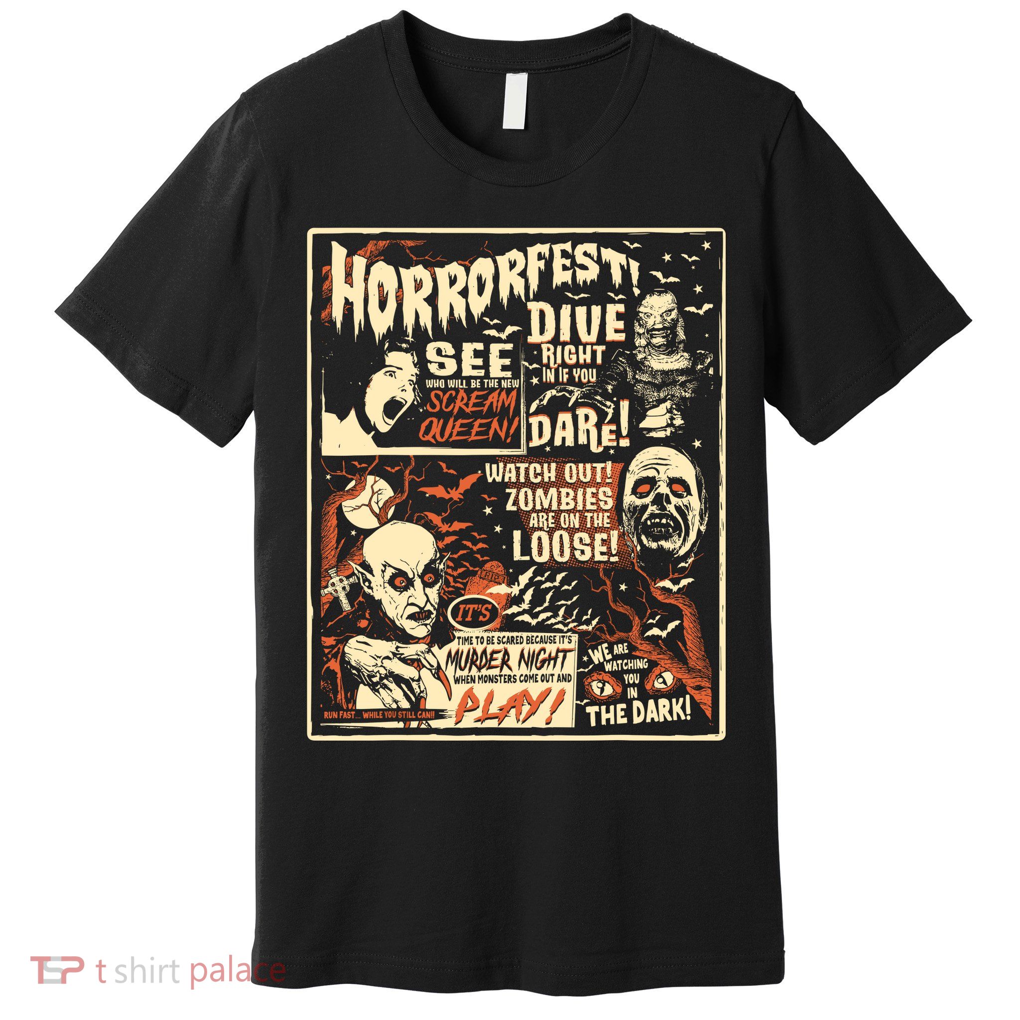 Vintage Horrorfest Poster Halloween Movie Old Time Horror Premium T-Shirt