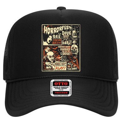Vintage Horrorfest Poster Halloween Movie Old Time Horror Trucker Hat