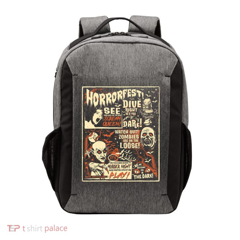 Vintage Horrorfest Poster Halloween Movie Old Time Horror Vector Backpack