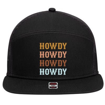 Vintage Howdy Rodeo Western Cow Country Cow 7 Panel Mesh Trucker Snapback Hat