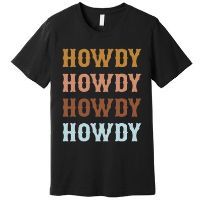 Vintage Howdy Rodeo Western Cow Country Cow Premium T-Shirt