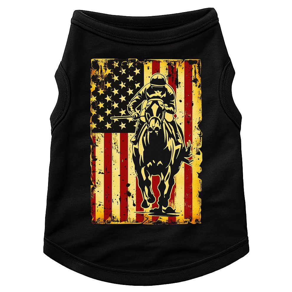 Vintage Horse Racing Jockey American Flag Doggie Tank