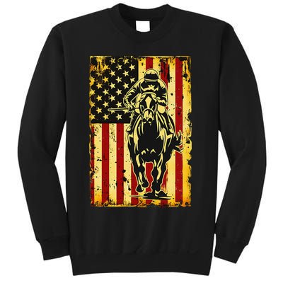 Vintage Horse Racing Jockey American Flag Sweatshirt