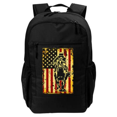 Vintage Horse Racing Jockey American Flag Backpack