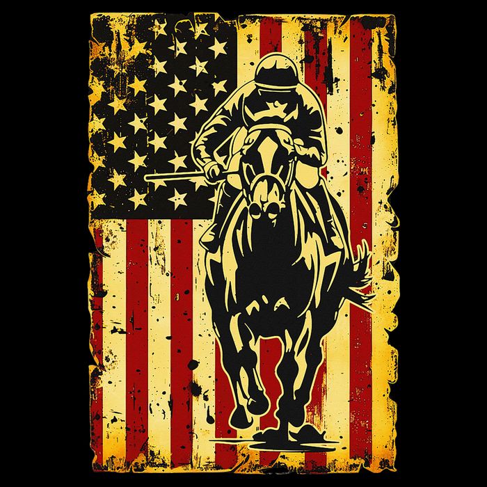 Vintage Horse Racing Jockey American Flag Bucket Hat