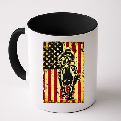 Vintage Horse Racing Jockey American Flag Mug