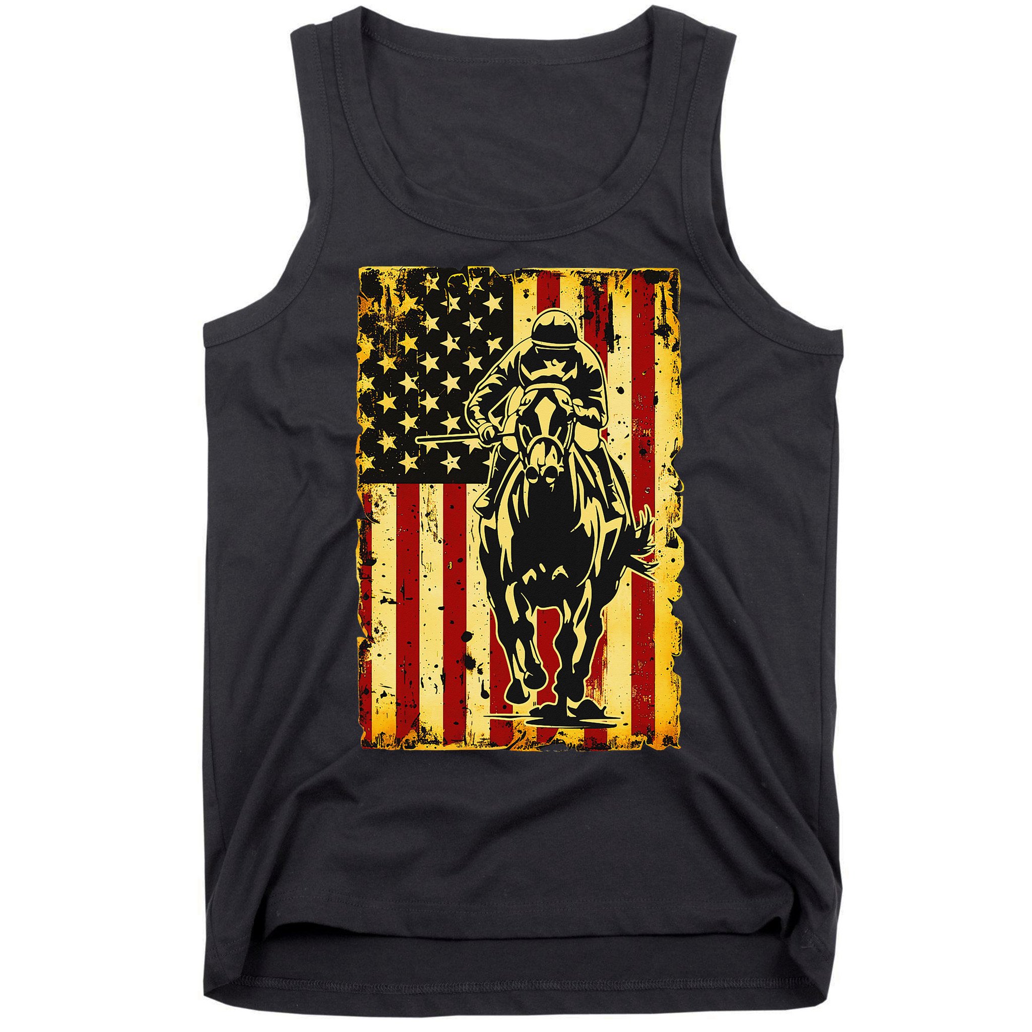 Vintage Horse Racing Jockey American Flag Tank Top