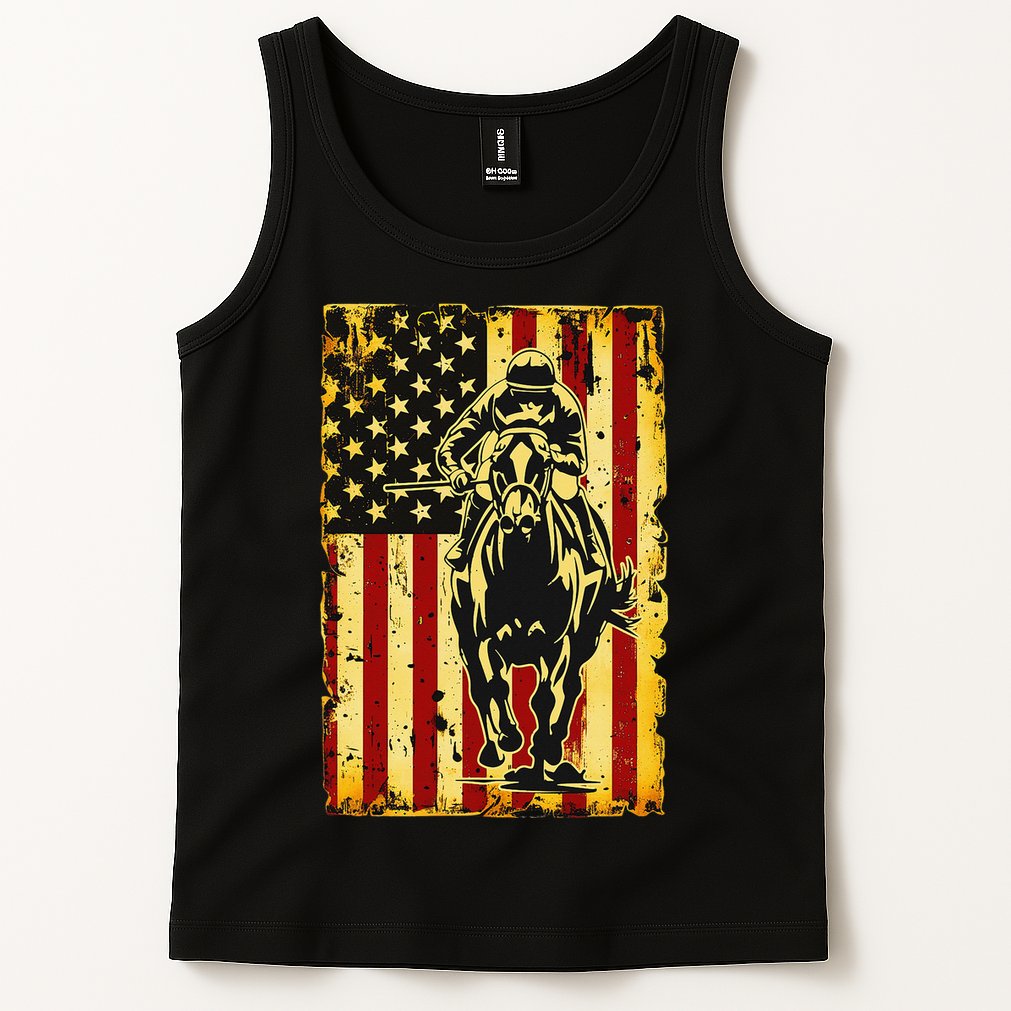 Vintage Horse Racing Jockey American Flag Tank Top