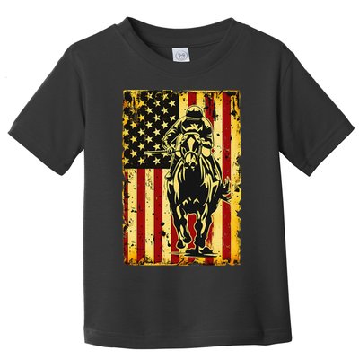 Vintage Horse Racing Jockey American Flag Toddler T-Shirt