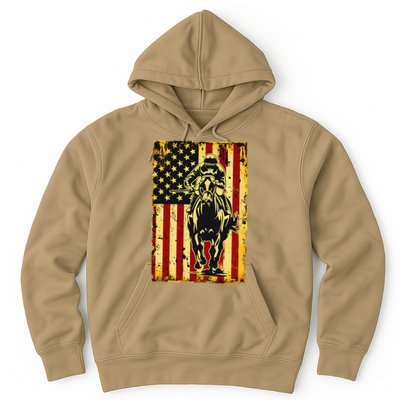 Vintage Horse Racing Jockey American Flag Hoodie