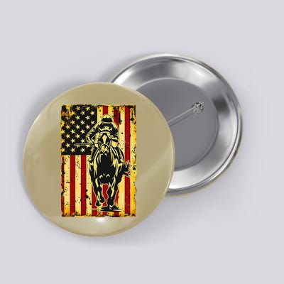Vintage Horse Racing Jockey American Flag Button