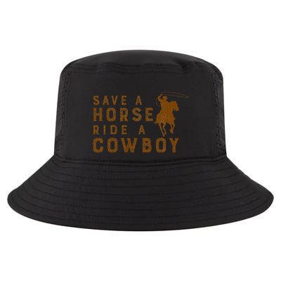 Vintage Horse Riding Adult Joke Save A Horse Ride A Cowboy Cool Comfort Performance Bucket Hat