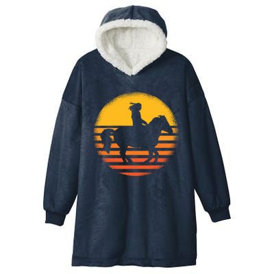 Vintage Horse Riding Equestrian Gift Hooded Wearable Blanket