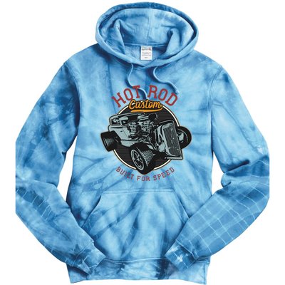 Vintage Hot Rod Retro Custom Built And Speed Classic Cars Tie Dye Hoodie