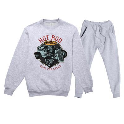 Vintage Hot Rod Retro Custom Built And Speed Classic Cars Premium Crewneck Sweatsuit Set