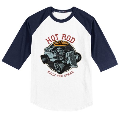 Vintage Hot Rod Retro Custom Built And Speed Classic Cars Baseball Sleeve Shirt