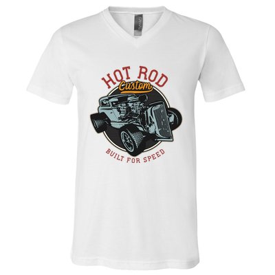 Vintage Hot Rod Retro Custom Built And Speed Classic Cars V-Neck T-Shirt