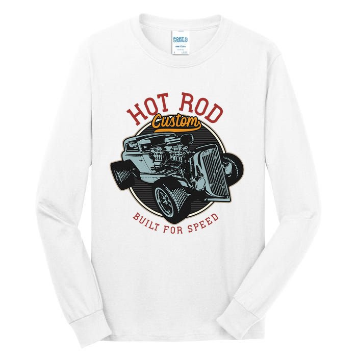 Vintage Hot Rod Retro Custom Built And Speed Classic Cars Tall Long Sleeve T-Shirt