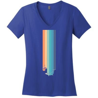 Vintage Hitchhiker Retro Hitchhikers Guide To The Galaxy Women's V-Neck T-Shirt