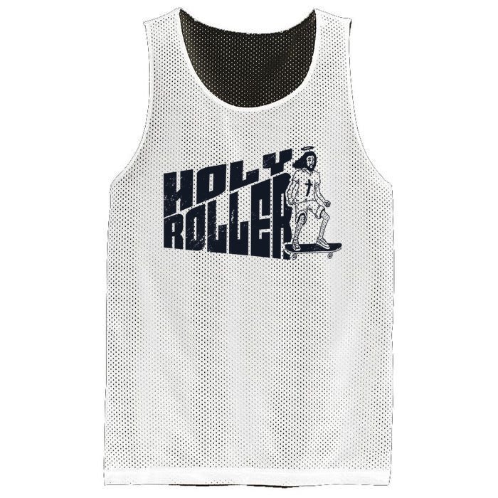 Vintage Holy Roller Funny Skateboarding Jesus Skater Jesus Mesh Reversible Basketball Jersey Tank