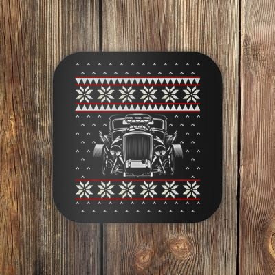 Vintage Hot Rod Ugly Christmas Classic Car Drag Racing Cute Gift Coaster