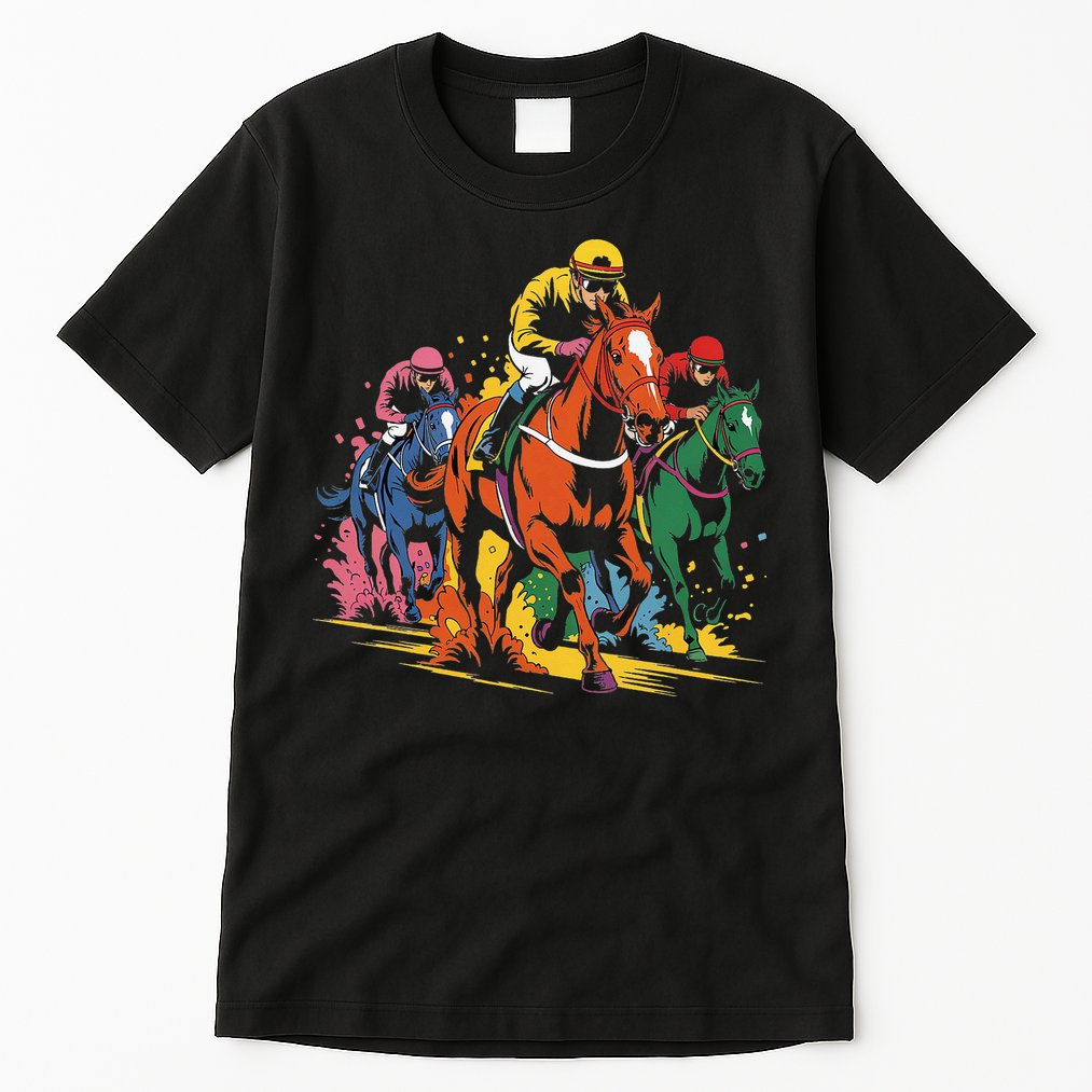 Vintage Horse Racing Painting Horse And Derby Lovers Tall T-Shirt